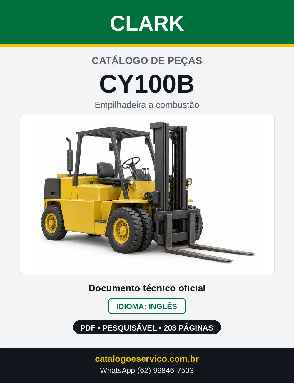 Catálogo de Peças Empilhadeira a Gasolina Clark CY100B (CY0100B) — capa