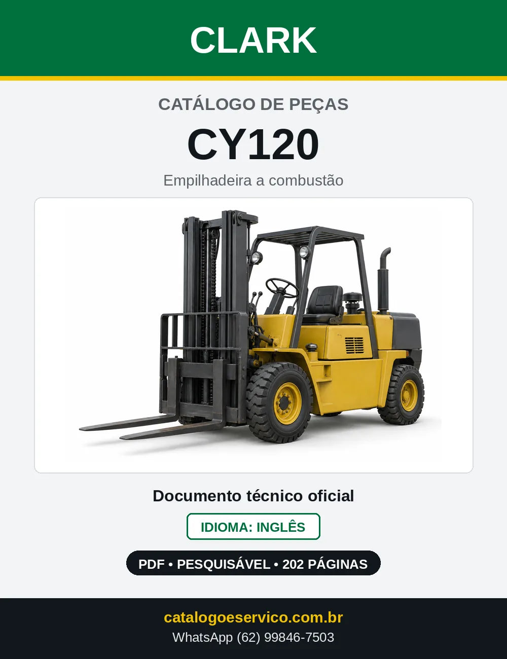 Catálogo de Peças Empilhadeira a Gasolina Clark CY120 (CY0120) — capa
