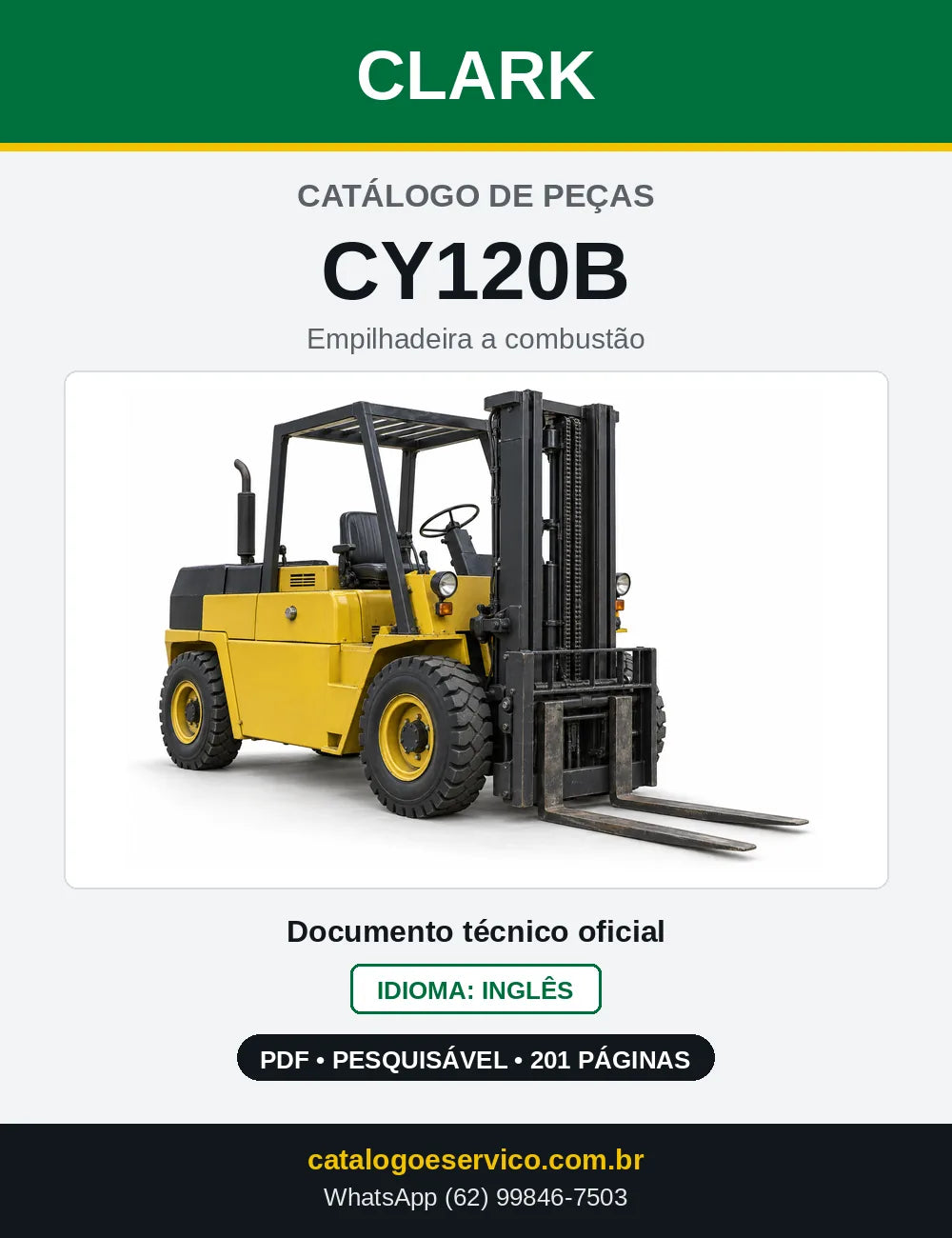 Catálogo de Peças Empilhadeira a Gasolina Clark CY120B (CY0120B) — capa