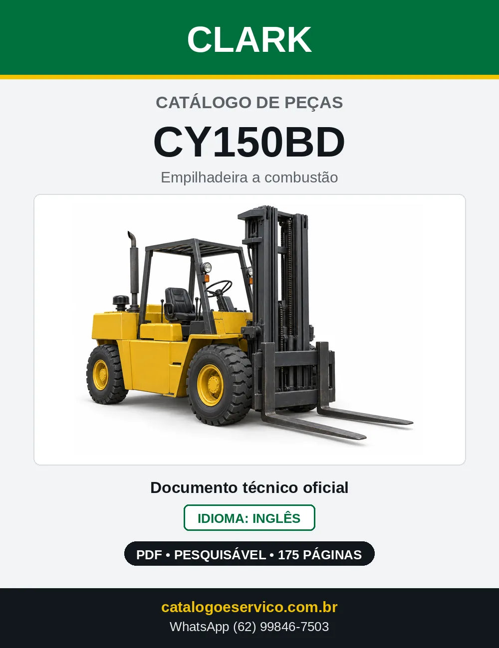 Catálogo de Peças Empilhadeira Diesel Clark CY150BD (CY0150BD) — capa