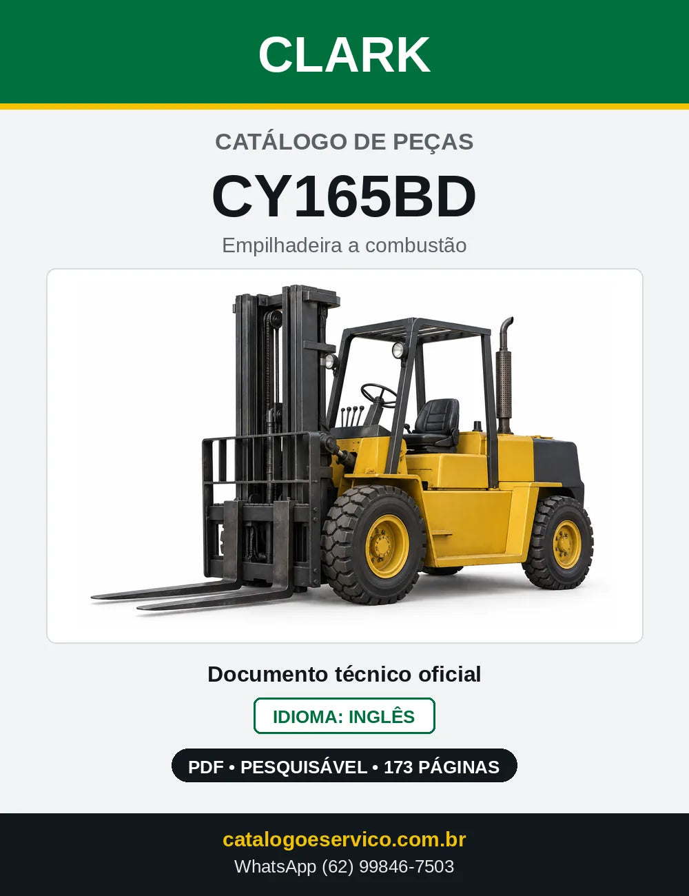 Catálogo de Peças Empilhadeira Diesel Clark CY165BD (CY0165BD) — capa