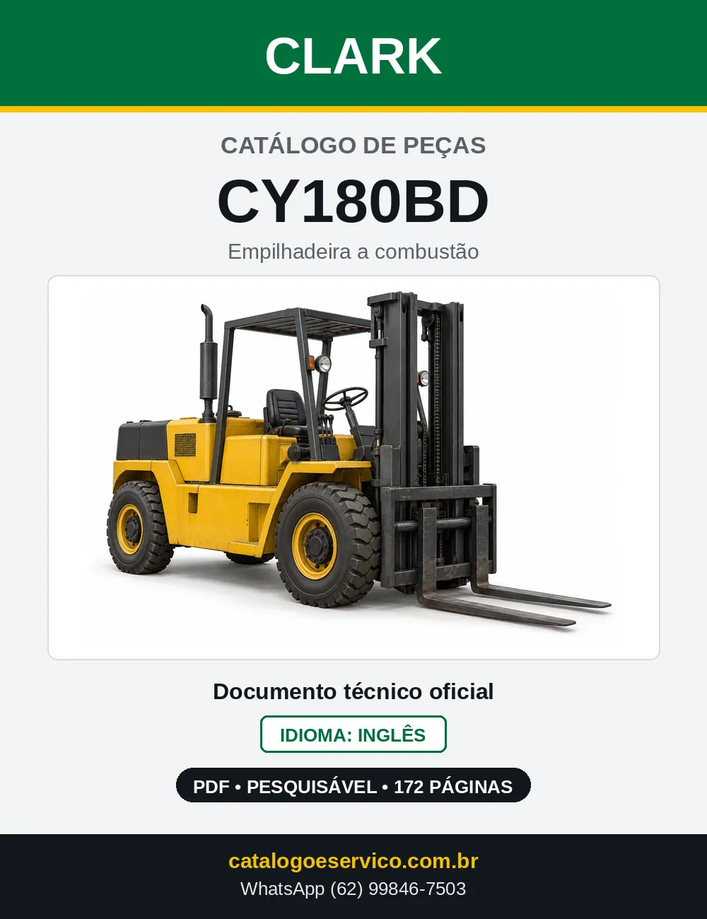 Catálogo de Peças Empilhadeira Diesel Clark CY180BD (CY0180BD) — capa