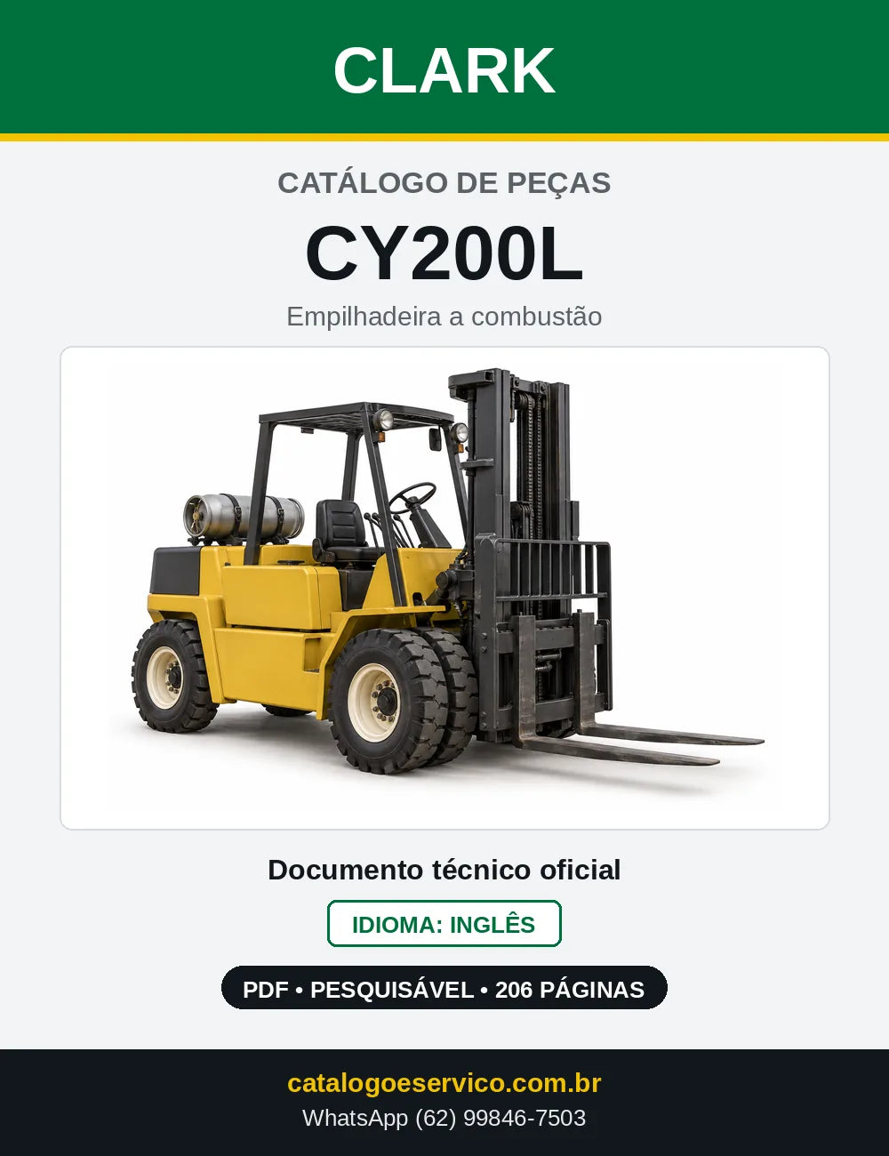 Catálogo de Peças Empilhadeira Clark CY200L (CY0200L) — capa