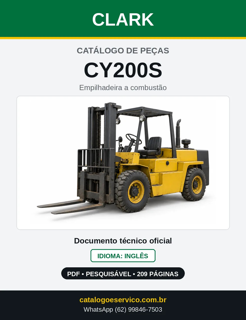 Catálogo de Peças Empilhadeira a Gasolina Clark CY200S (CY0200S) — capa