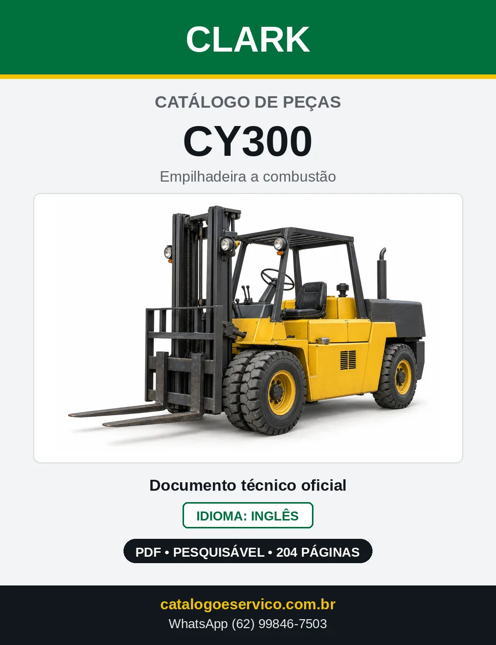 Catálogo de Peças Empilhadeira a Gasolina Clark CY300 (CY0300) — capa
