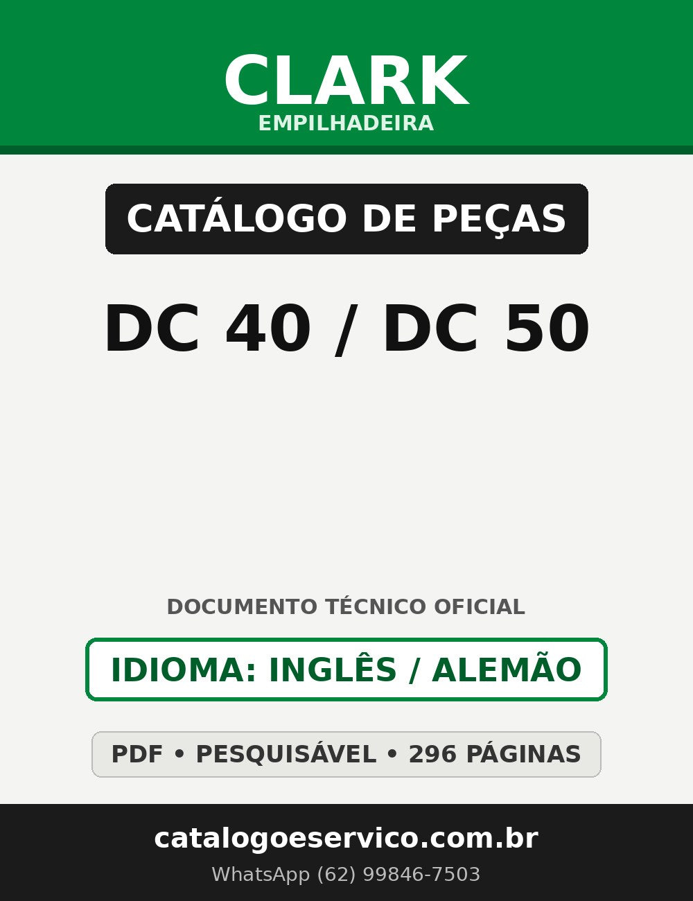 Catálogo de Peças Empilhadeira Clark DC 40/DC 50