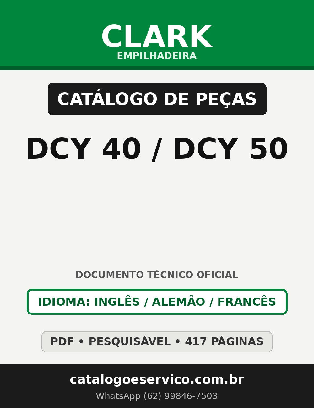 Catálogo de Peças Empilhadeira Clark DCY 40/DCY 50