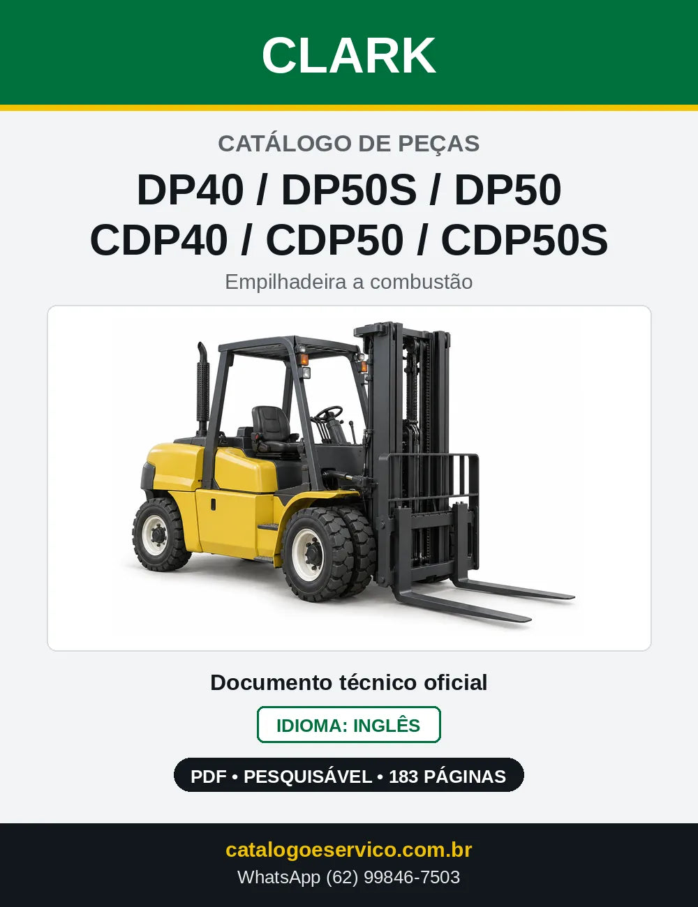 Catálogo de Peças Empilhadeira Diesel Clark DP40 / DP50S / DP50 / CDP40 / CDP50 / CDP50S (P0460D) — capa