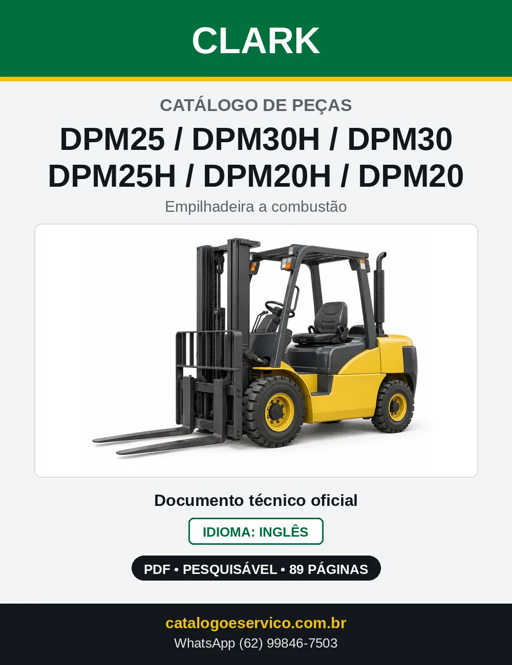 Catálogo de Peças Empilhadeira Diesel Clark DPM25 / DPM30H / DPM30 / DPM25H / DPM20H / DPM20 (M0375D) — capa