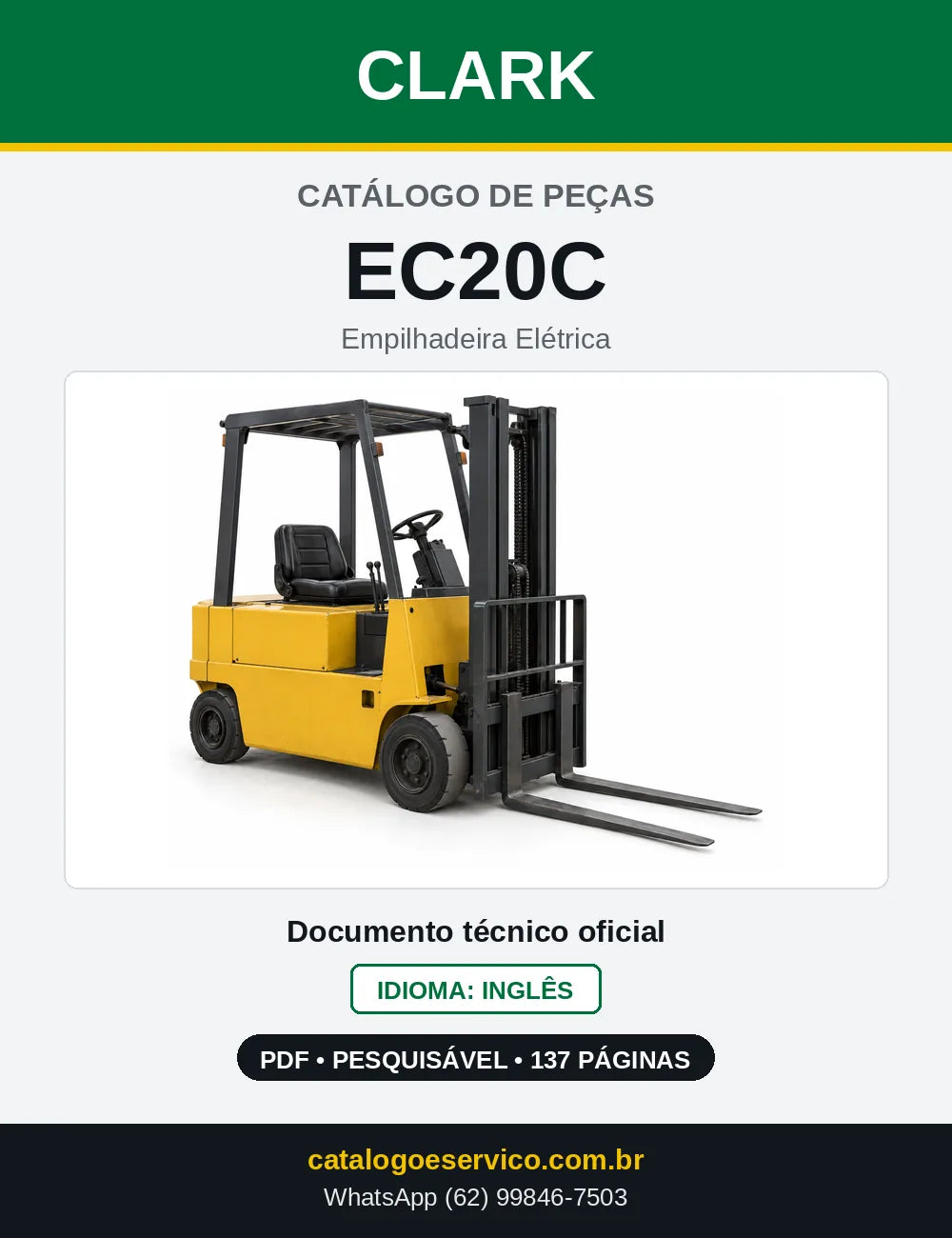 Catálogo de Peças Empilhadeira Elétrica Clark EC20C (EC0020C) — capa