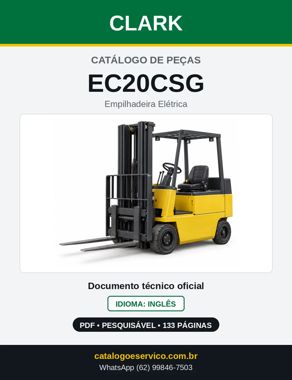 Catálogo de Peças Empilhadeira Elétrica Clark EC20CSG (EC0020CSG) — capa