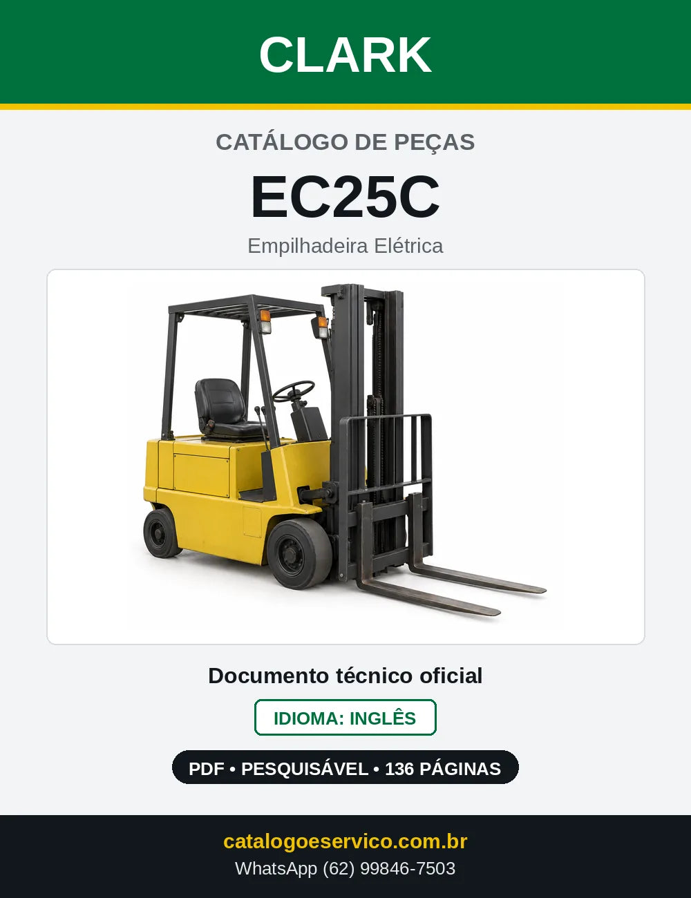 Catálogo de Peças Empilhadeira Elétrica Clark EC25C (EC0025C) — capa