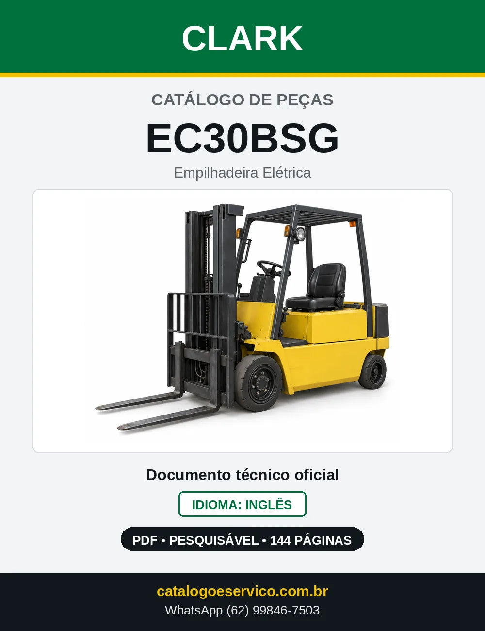 Catálogo de Peças Empilhadeira Elétrica Clark EC30BSG (EC0030BSG) — capa