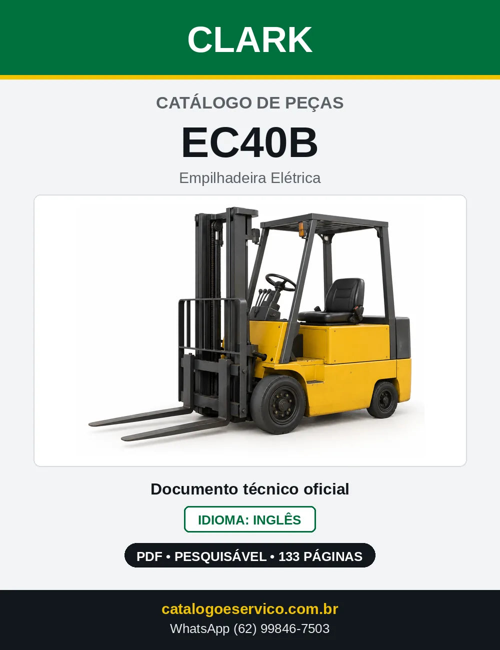Catálogo de Peças Empilhadeira Elétrica Clark EC40B (EC0040B) — capa
