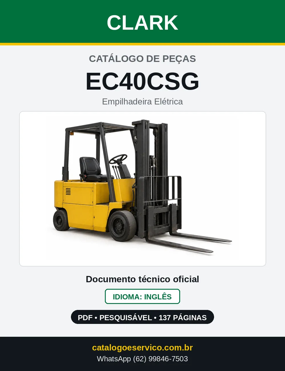 Catálogo de Peças Empilhadeira Elétrica Clark EC40CSG (EC0040CSG) — capa