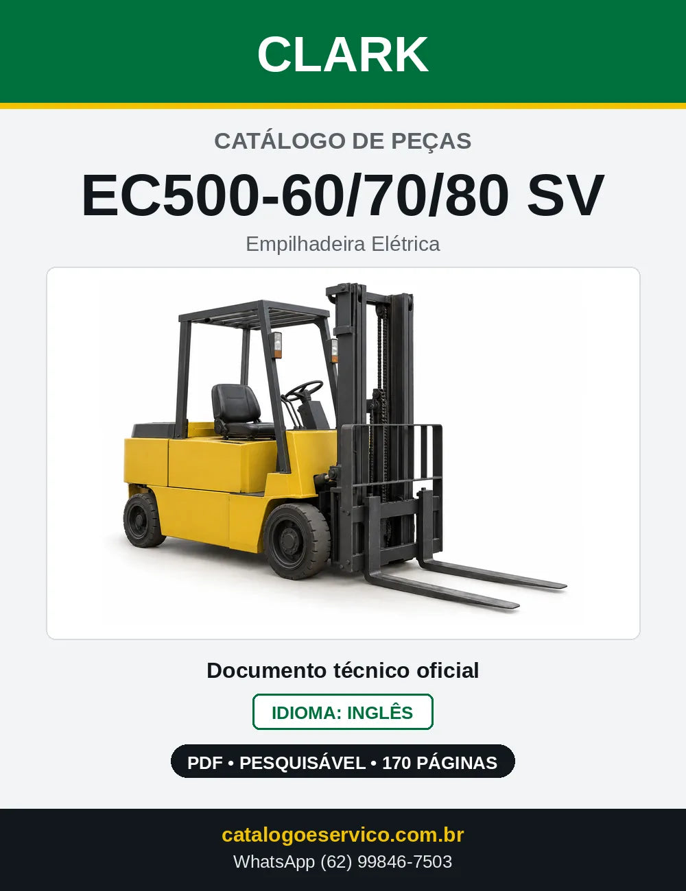 Catálogo de Peças Empilhadeira Elétrica Clark EC500-60/70/80 SV (E0685SV) — capa