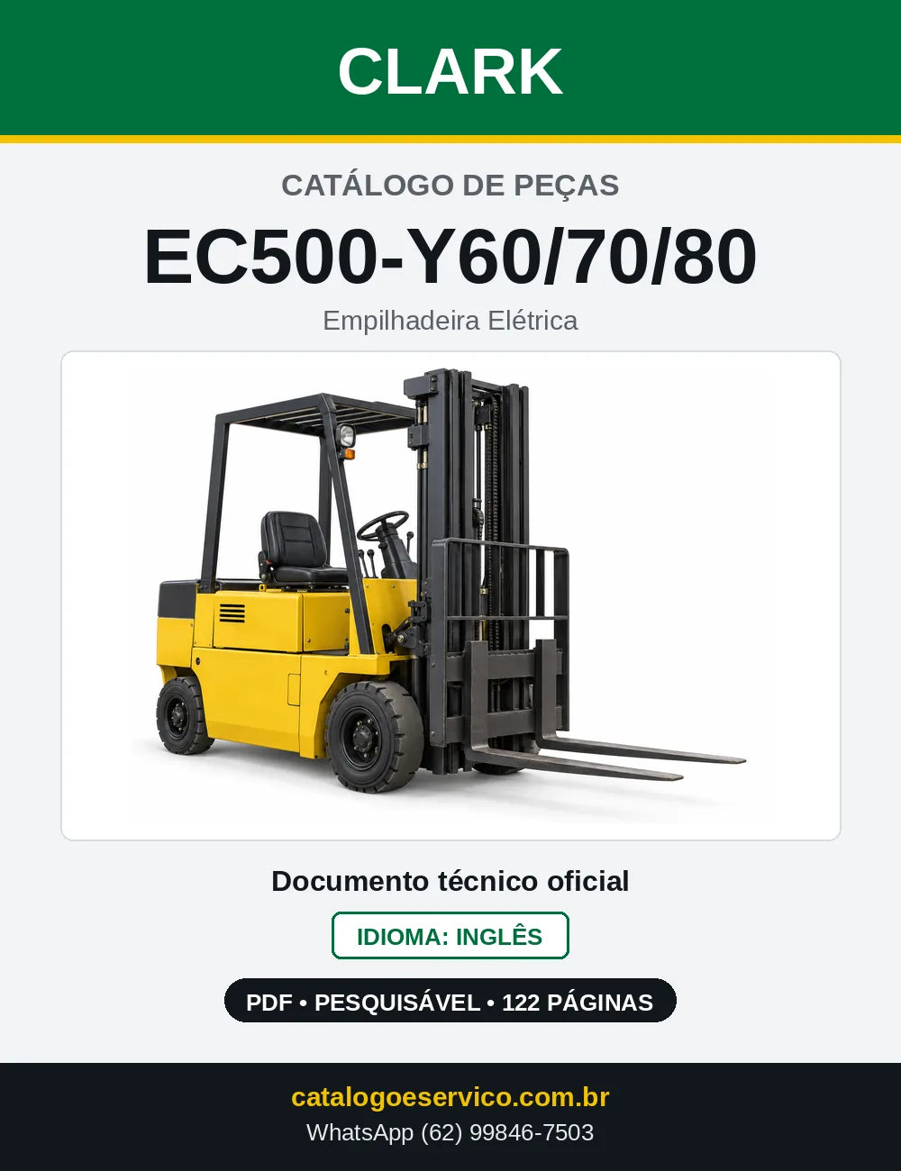 Catálogo de Peças Empilhadeira Elétrica Clark EC500-Y60/70/80 (EY0685) — capa