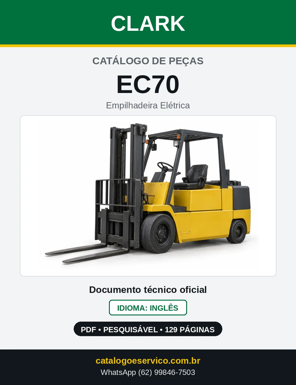 Catálogo de Peças Empilhadeira Elétrica Clark EC70 (EC0070) — capa