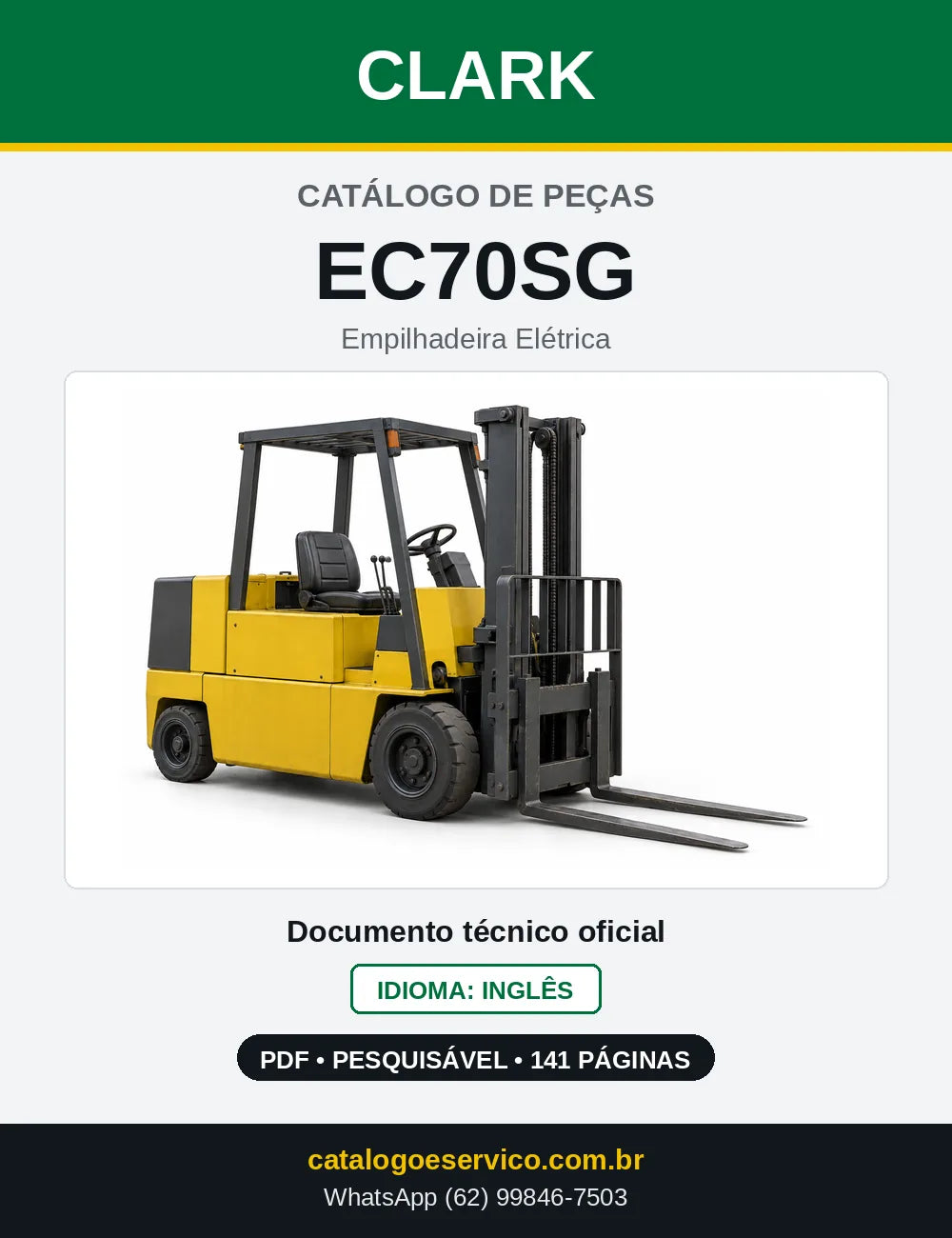 Catálogo de Peças Empilhadeira Elétrica Clark EC70SG (EC0070SG) — capa