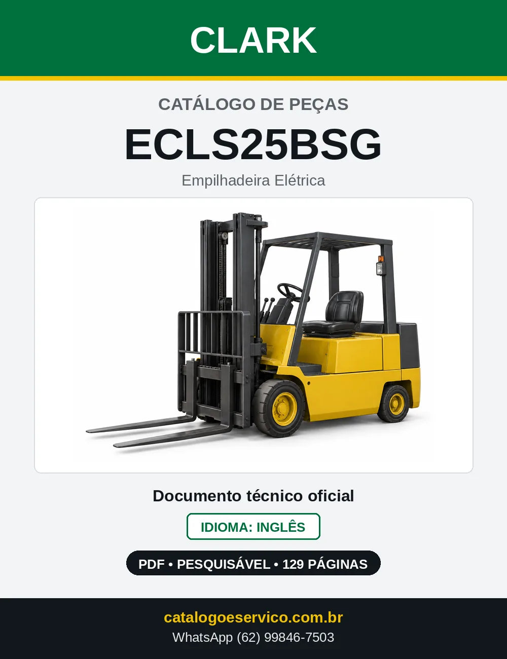 Catálogo de Peças Empilhadeira Elétrica Clark ECLS25BSG (ECLS0025BSG) — capa