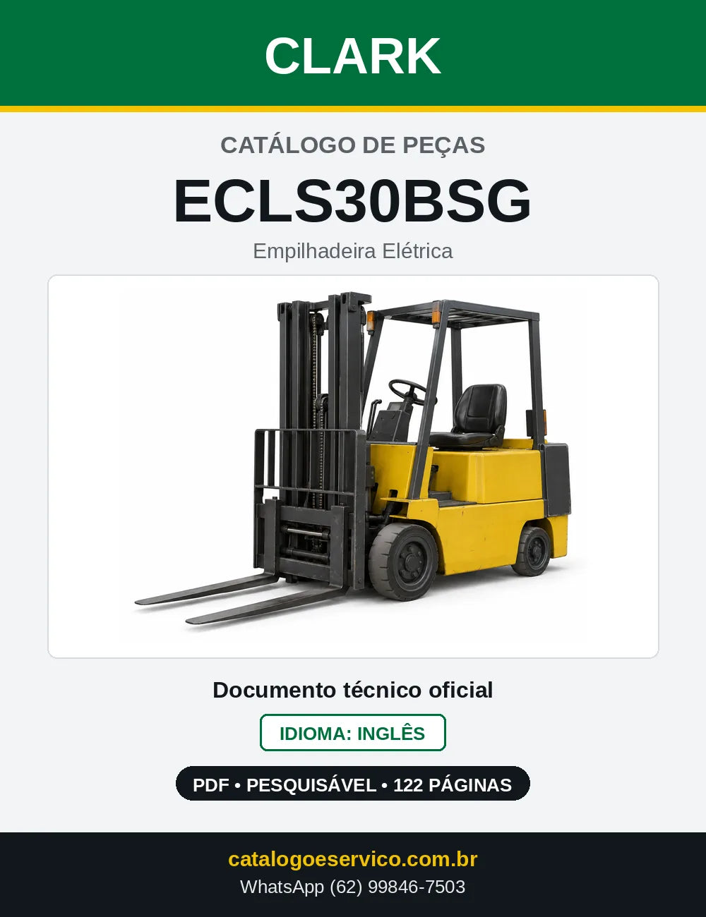 Catálogo de Peças Empilhadeira Elétrica Clark ECLS30BSG (ECLS0030BSG) — capa