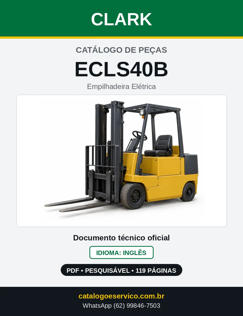 Catálogo de Peças Empilhadeira Elétrica Clark ECLS40B (ECLS0040B) — capa