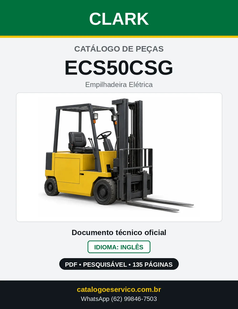 Catálogo de Peças Empilhadeira Elétrica Clark ECS50CSG (ECS0050CSG) — capa