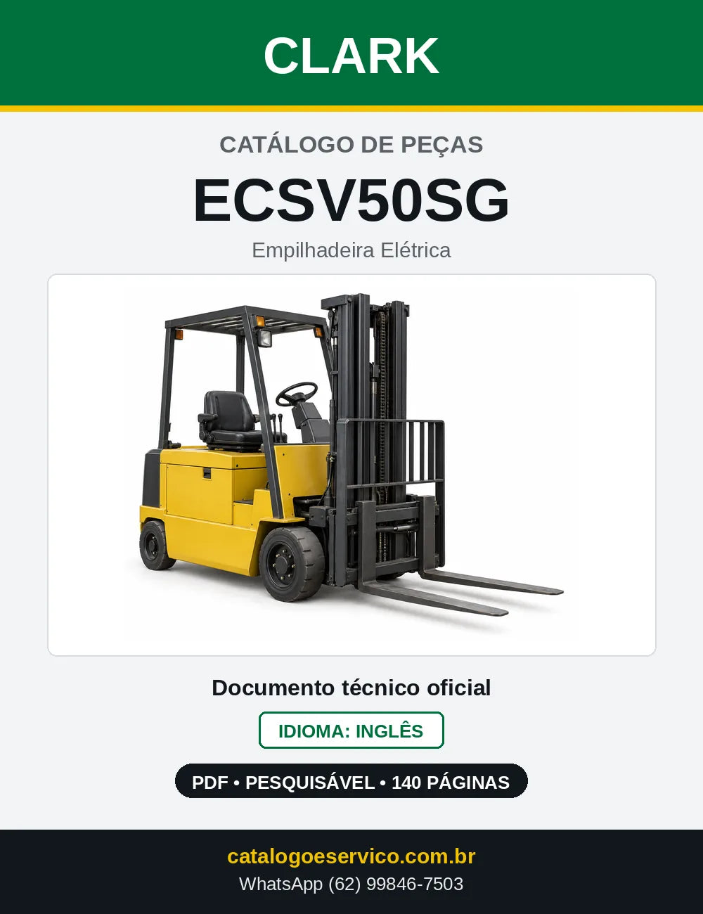 Catálogo de Peças Empilhadeira Elétrica Clark ECSV50SG (ECSV0050SG) — capa