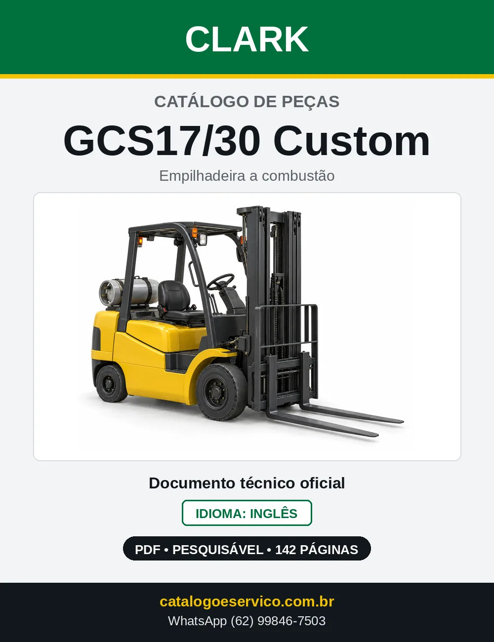 Catálogo de Peças Empilhadeira Clark GCS17/30 Custom (G0138MC) — capa