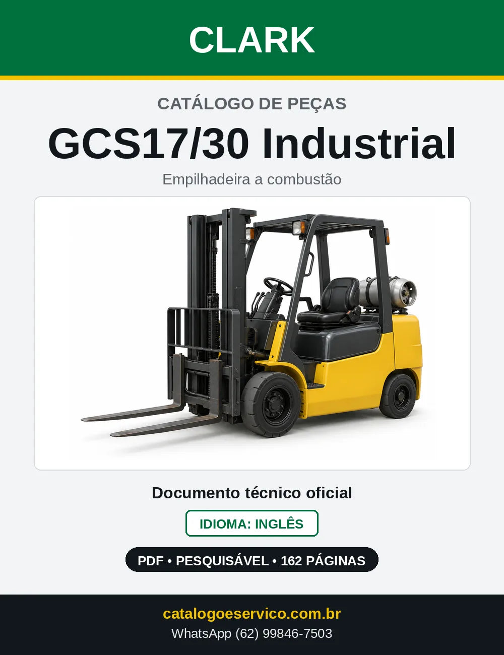 Catálogo de Peças Empilhadeira Clark GCS17/30 Industrial (G0138I) — capa