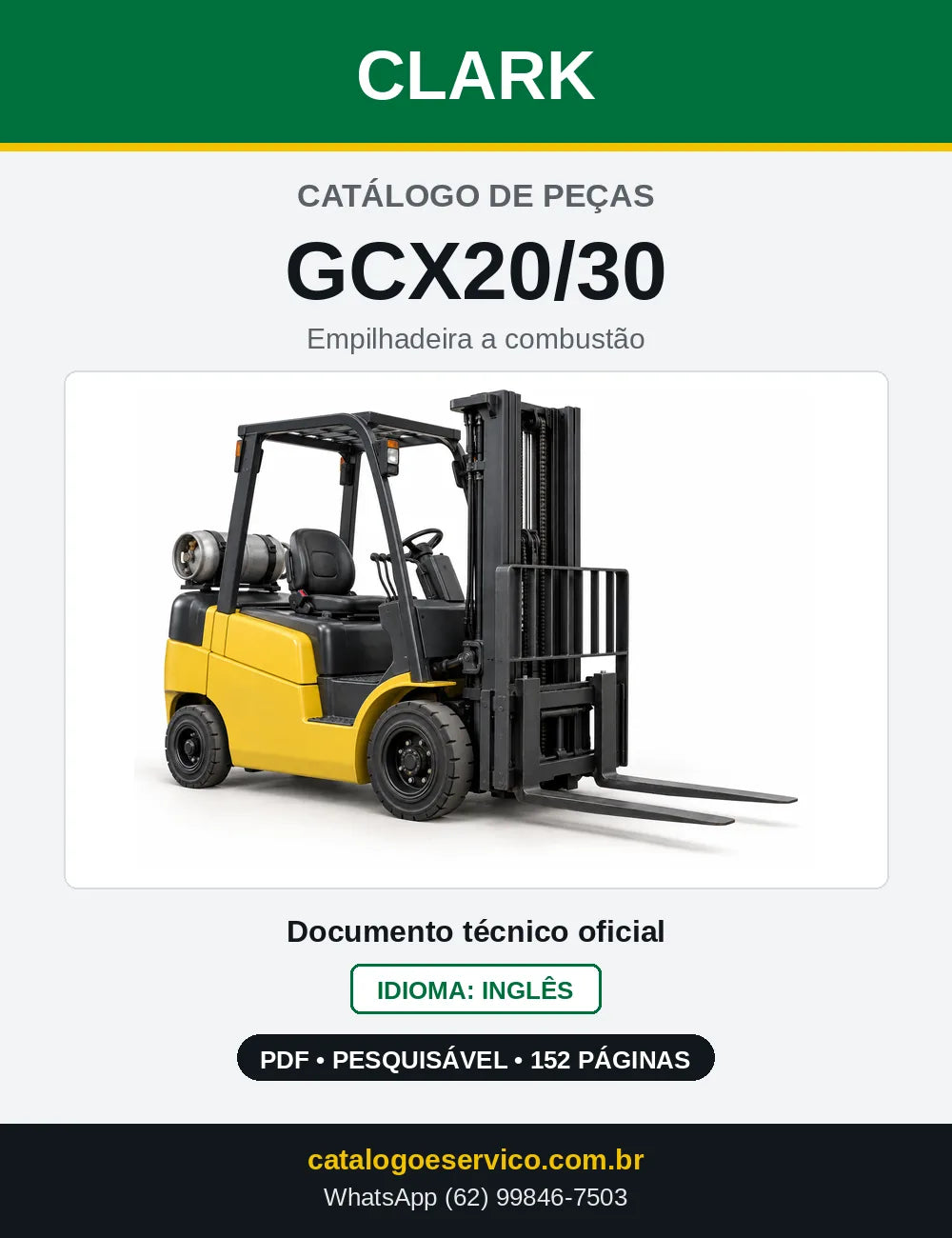 Catálogo de Peças Empilhadeira Clark GCX20/30 (GX0230) — capa