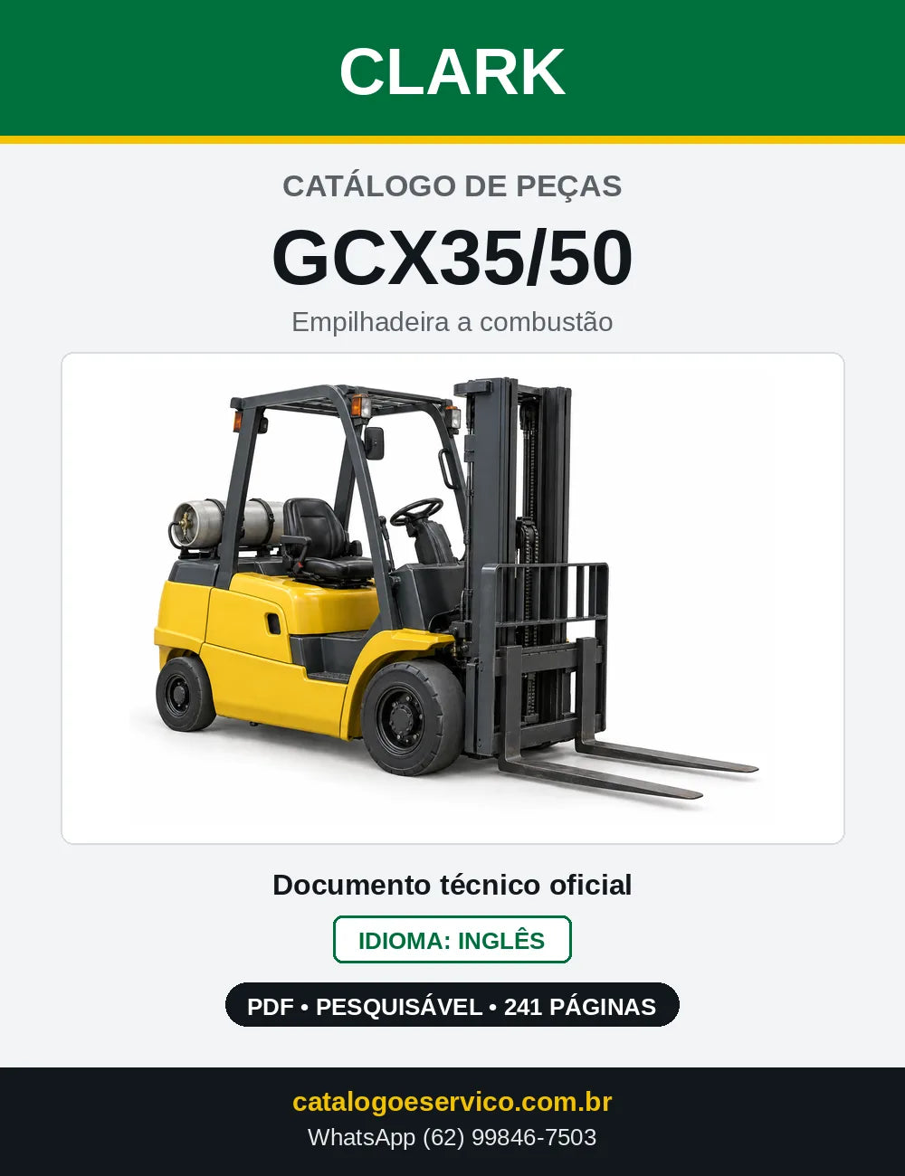 Catálogo de Peças Empilhadeira Clark GCX35/50 (GX0710U) — capa