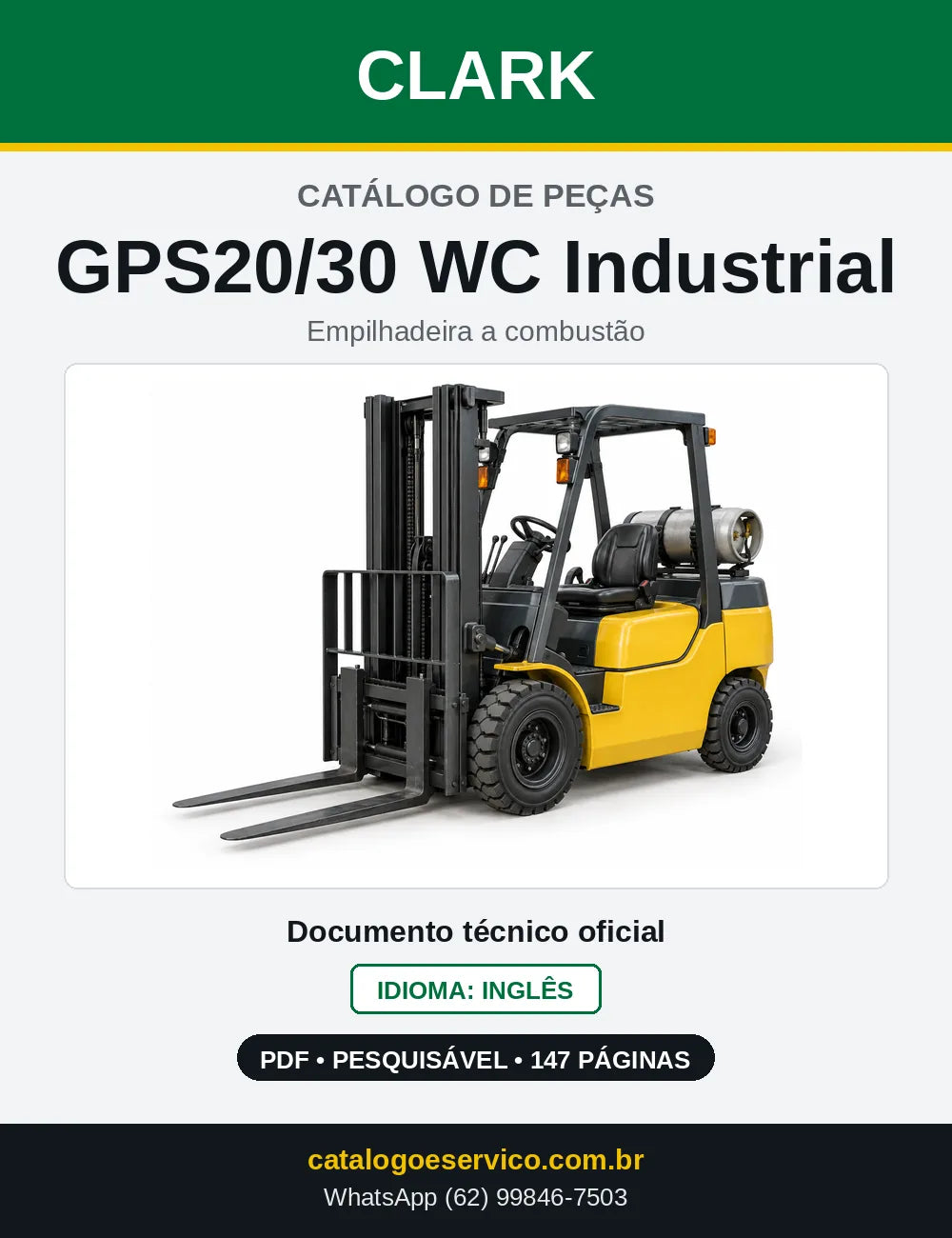 Catálogo de Peças Empilhadeira Clark GPS20/30 WC Industrial (GP0138WC) — capa