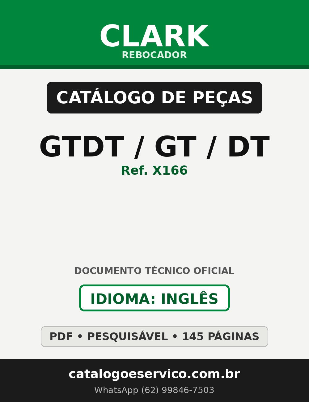 Catálogo de Peças Rebocador Clark GTDT(E)/GT/DT (E) (Ref. X166)