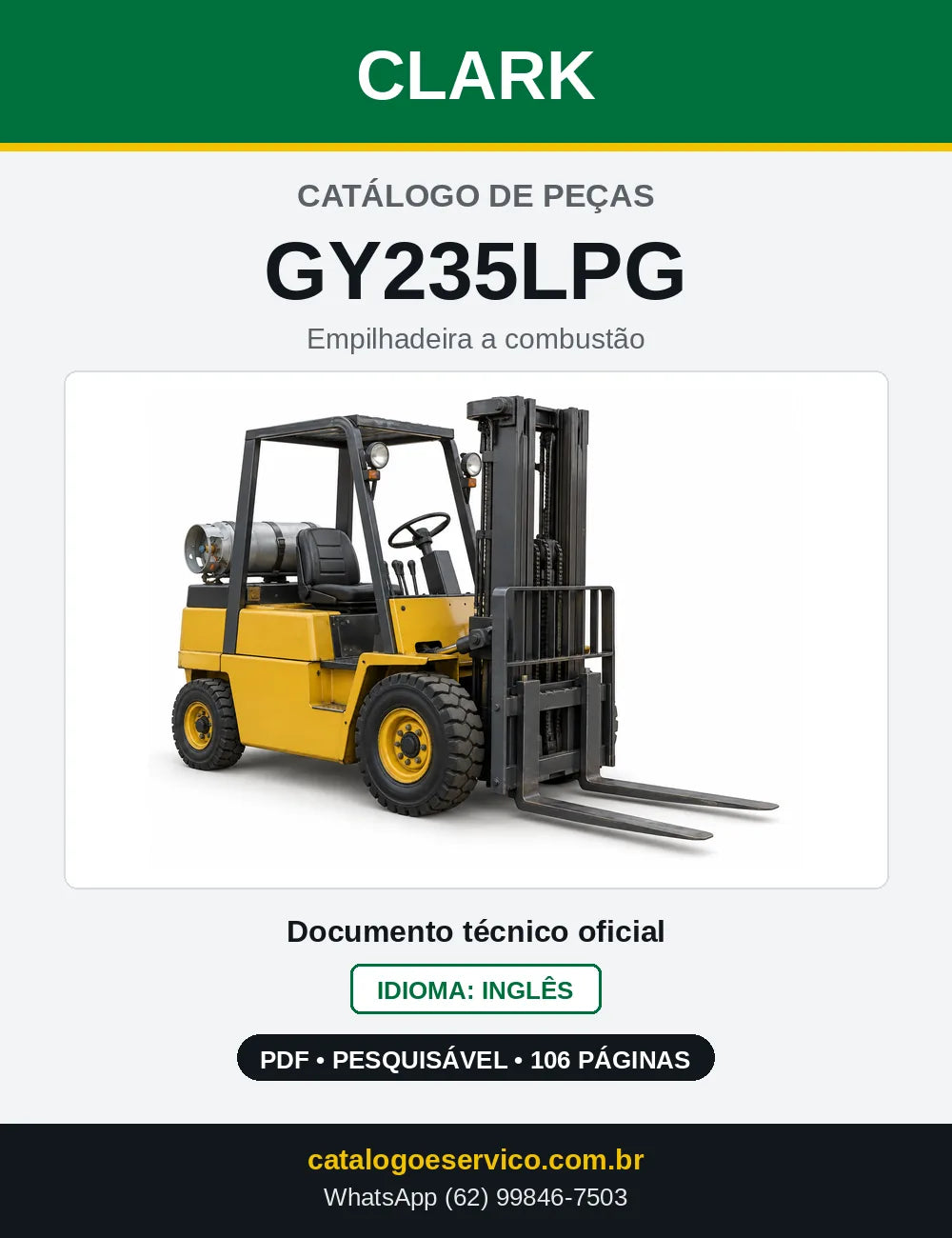 Catálogo de Peças Empilhadeira Clark GY235LPG (GY0235LPG) — capa