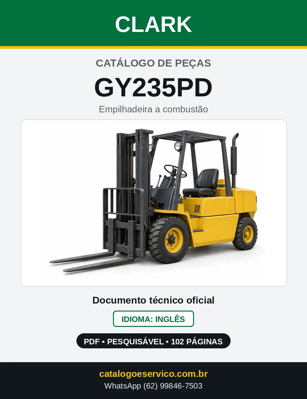 Catálogo de Peças Empilhadeira Diesel Clark GY235PD (GY0235PD) — capa