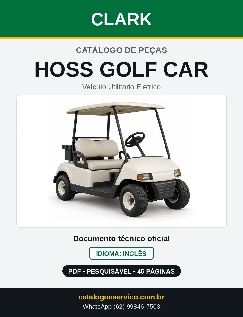 Catálogo de Peças Veículo Utilitário Elétrico Clark HOSS GOLF CAR (GC0002) — capa