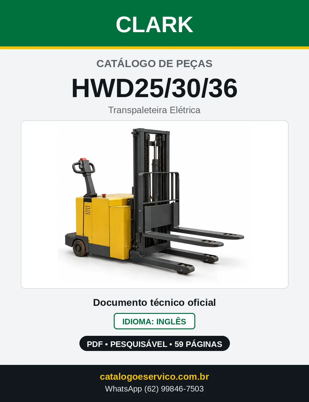 Catálogo de Peças Transpaleteira Elétrica Clark HWD25/30/36 (HWD0565) — capa