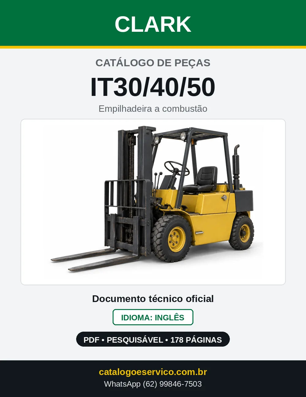 Catálogo de Peças Empilhadeira a Gasolina Clark IT30/40/50 (IT0355) — capa