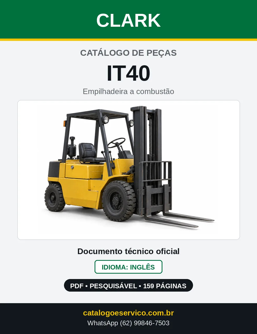 Catálogo de Peças Empilhadeira a Gasolina Clark IT40 (IT0040) — capa