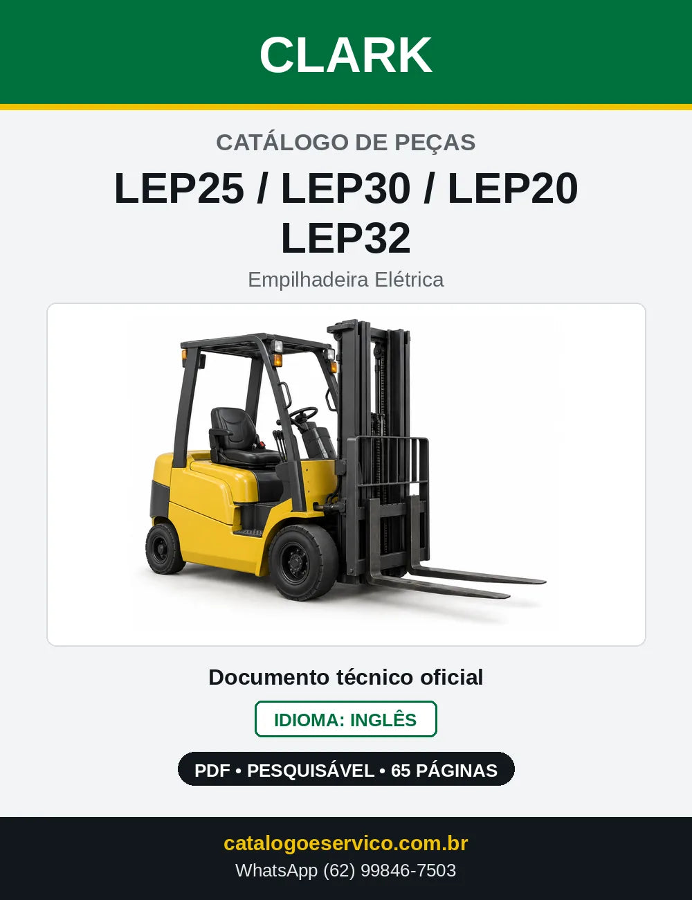 Catálogo de Peças Empilhadeira Elétrica Clark LEP25 / LEP30 / LEP20 / LEP32 (LEP0360) — capa