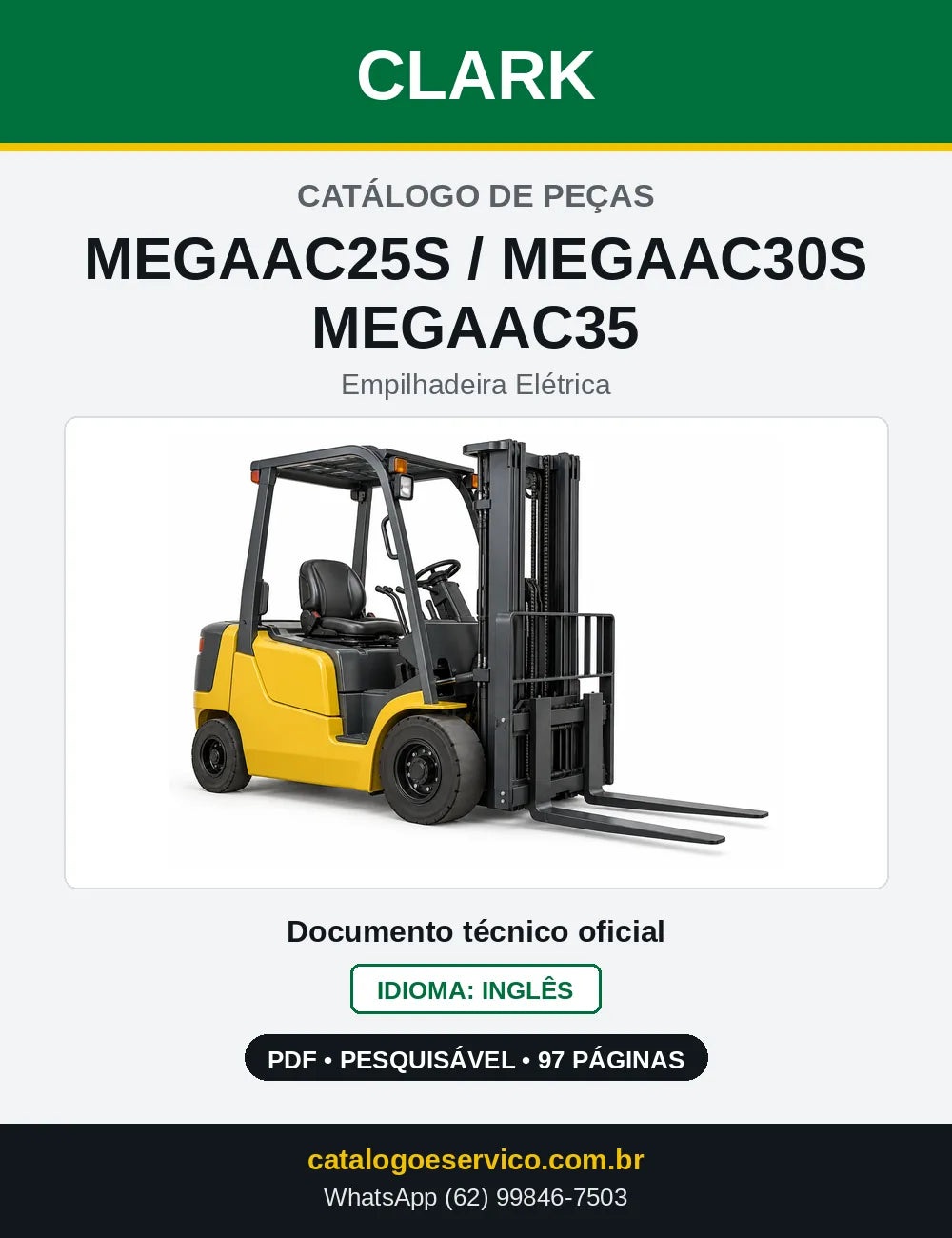 Catálogo de Peças Empilhadeira Elétrica Clark MEGAAC25S / MEGAAC30S / MEGAAC35 (MEG0375) — capa