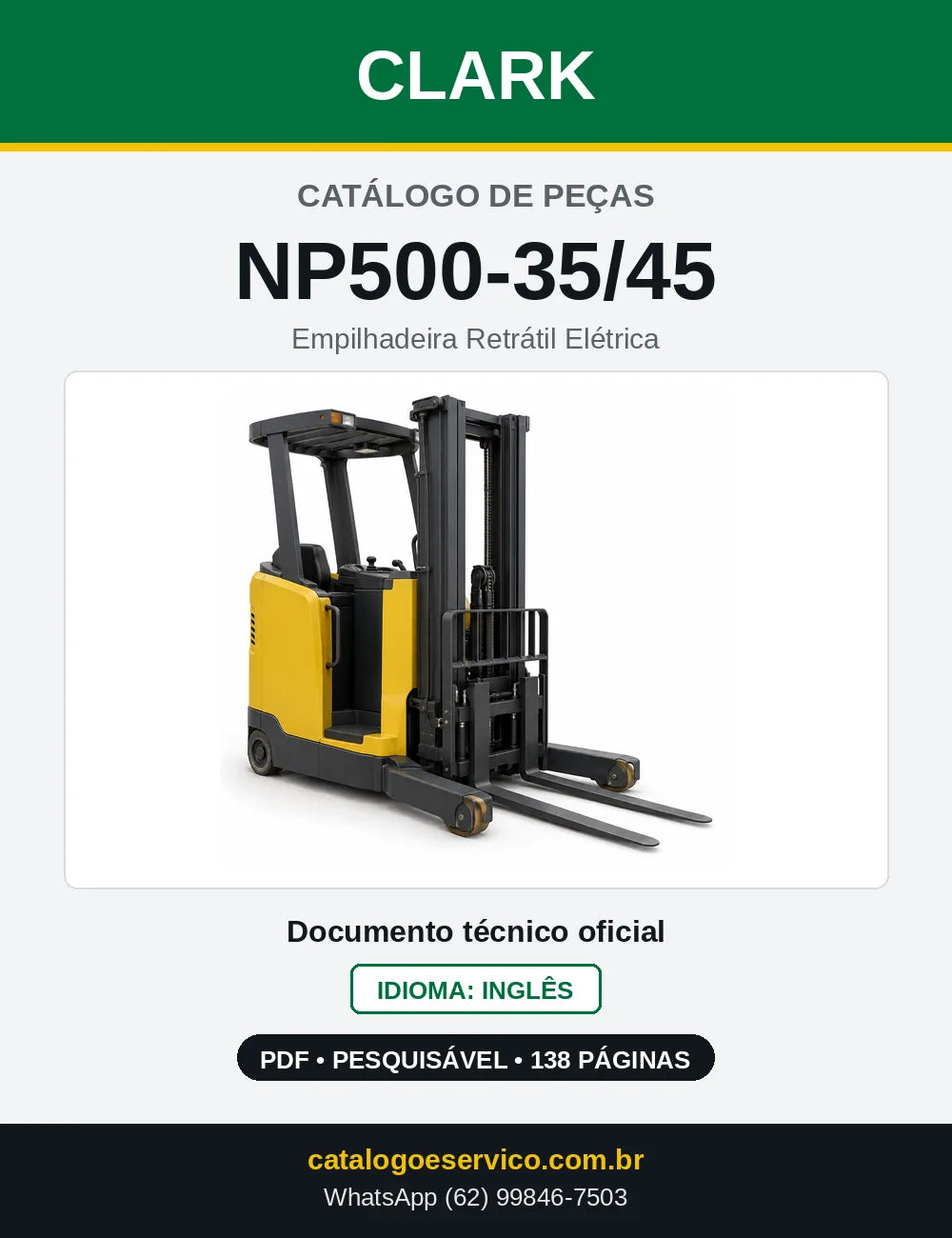 Catálogo de Peças Empilhadeira Retrátil Elétrica Clark NP500-35/45 (NP0245) — capa