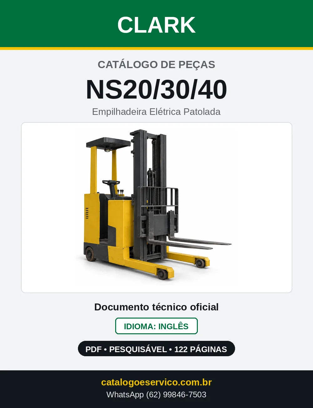 Catálogo de Peças Empilhadeira Elétrica Patolada Clark NS20/30/40 (NS0245) — capa