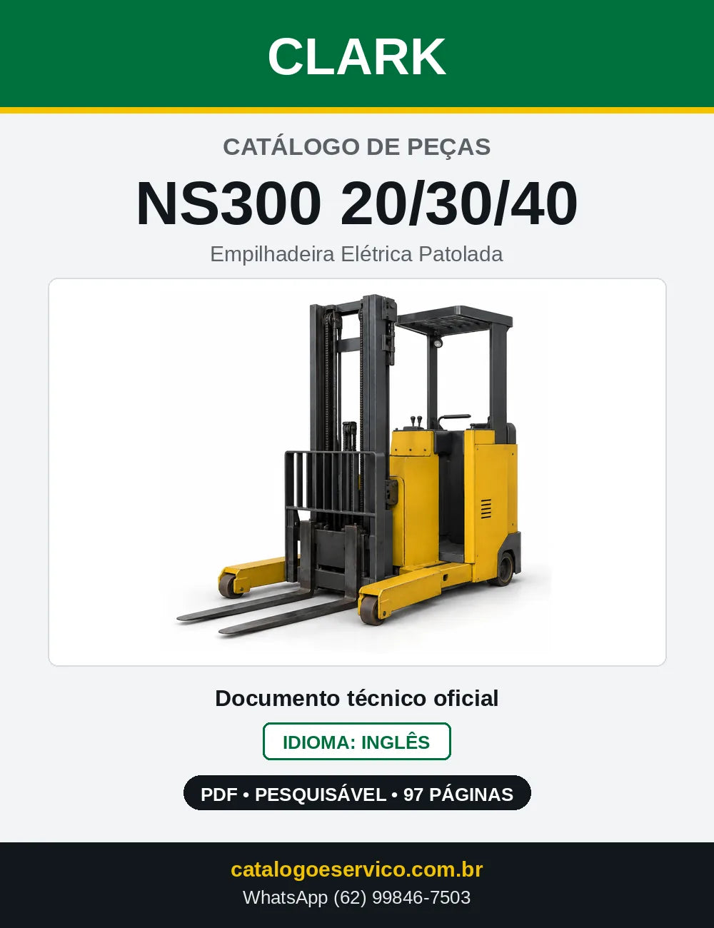 Catálogo de Peças Empilhadeira Elétrica Patolada Clark NS300 20/30/40 (NS0246) — capa