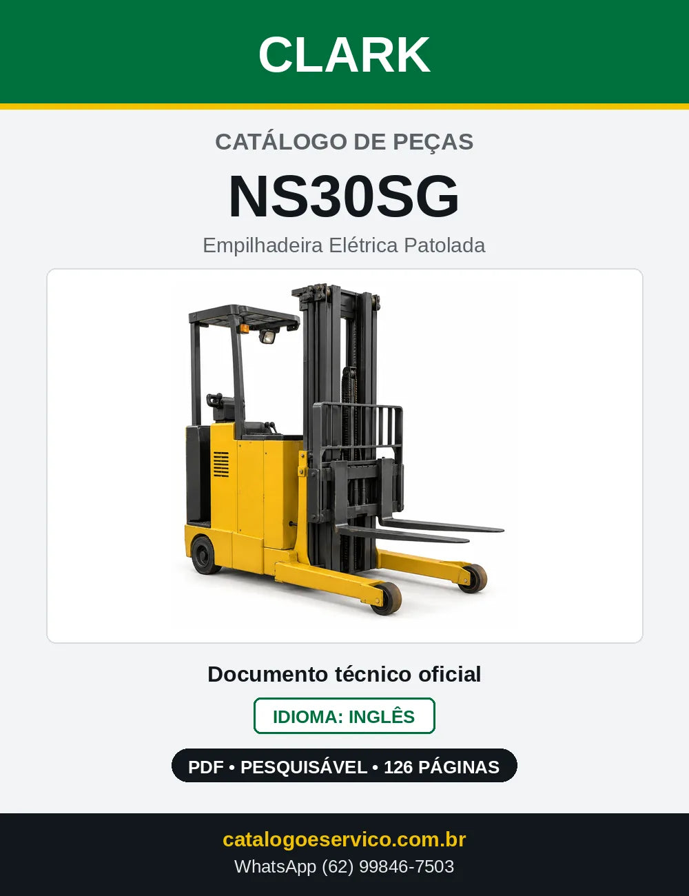 Catálogo de Peças Empilhadeira Elétrica Patolada Clark NS30SG (NS0030SG) — capa
