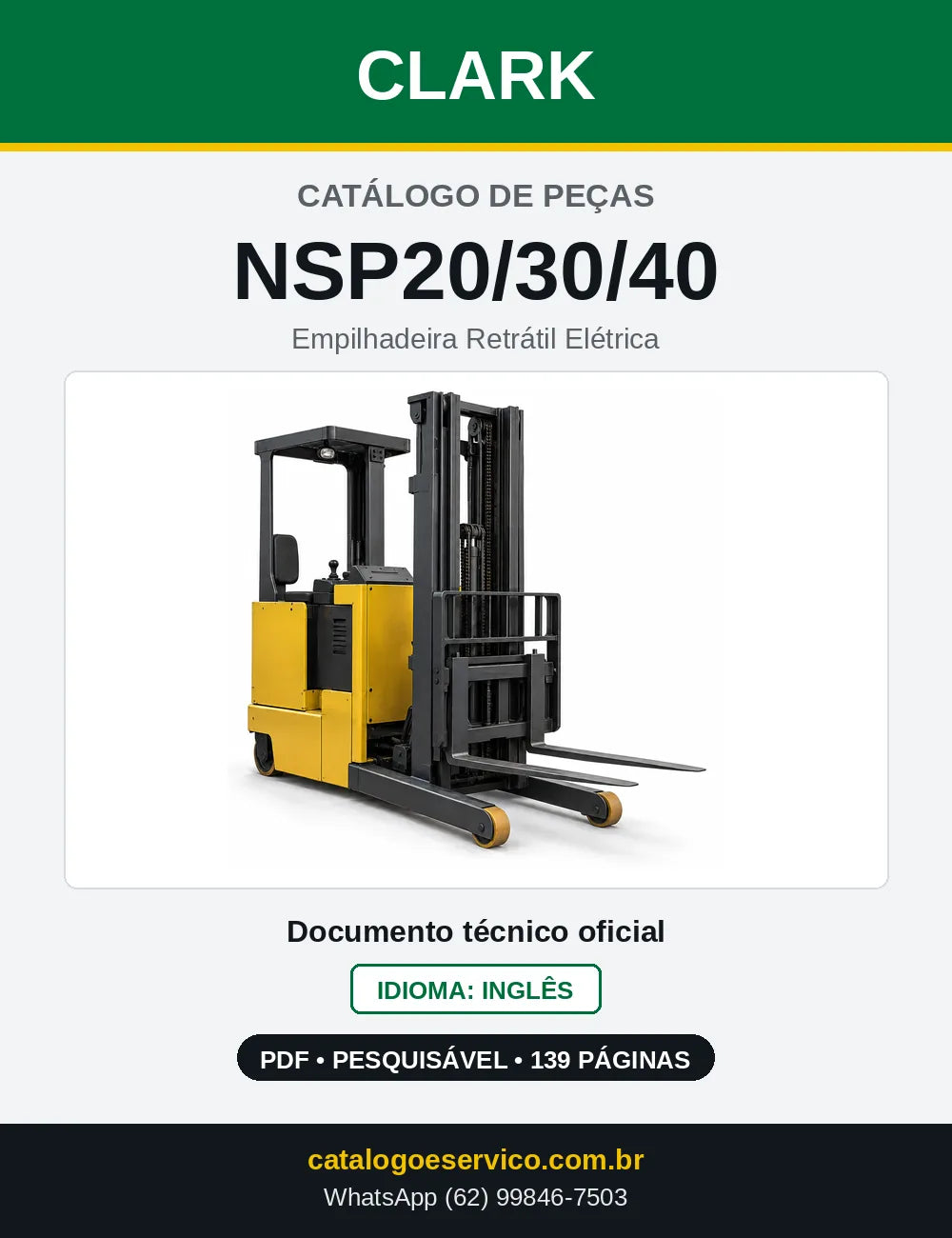 Catálogo de Peças Empilhadeira Retrátil Elétrica Clark NSP20/30/40 (NSP0245) — capa