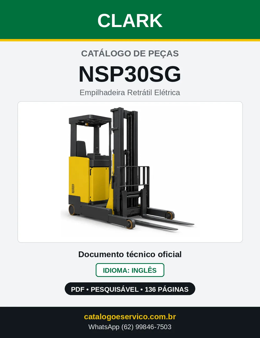 Catálogo de Peças Empilhadeira Retrátil Elétrica Clark NSP30SG (NSP0030SG) — capa
