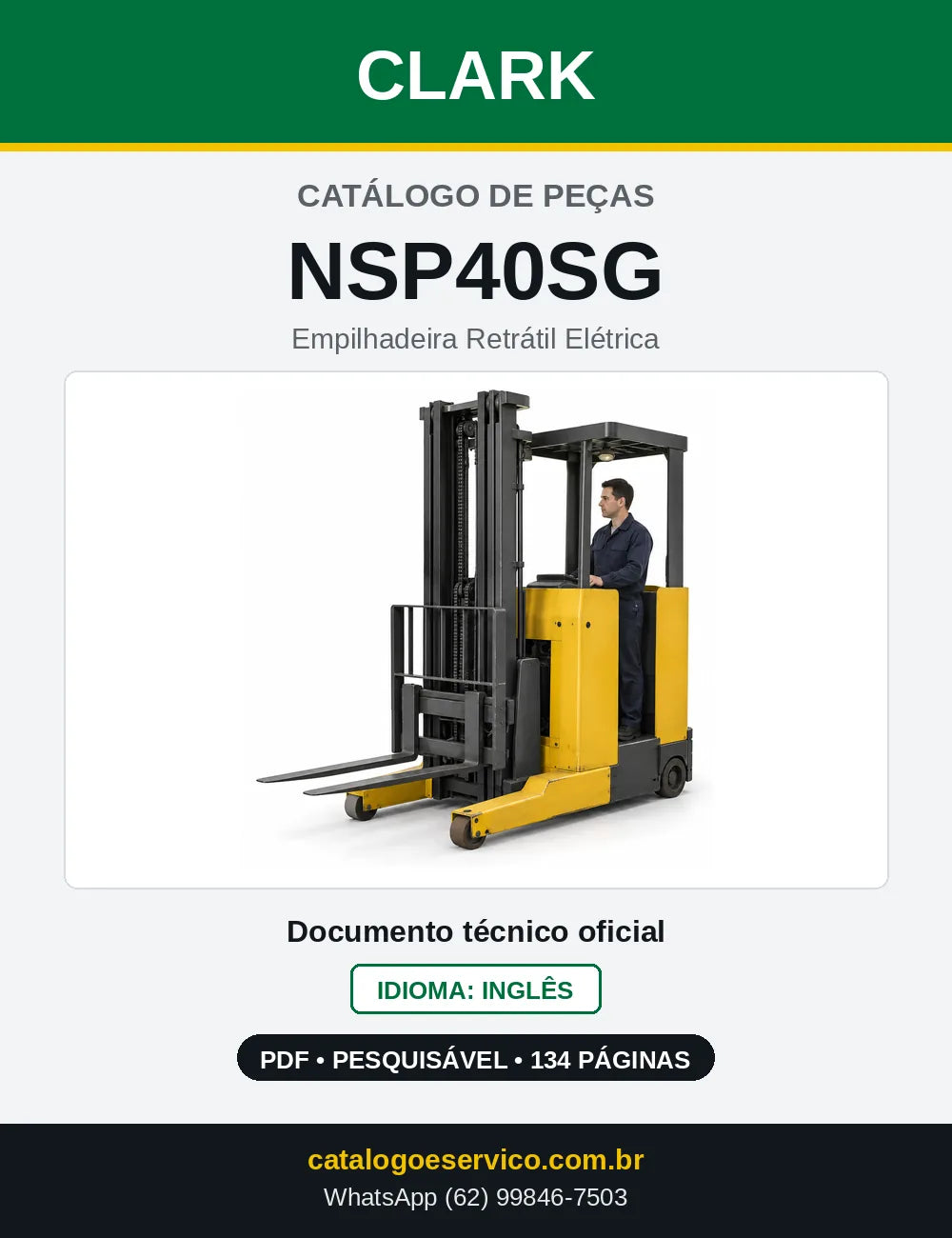 Catálogo de Peças Empilhadeira Retrátil Elétrica Clark NSP40SG (NSP0040SG) — capa