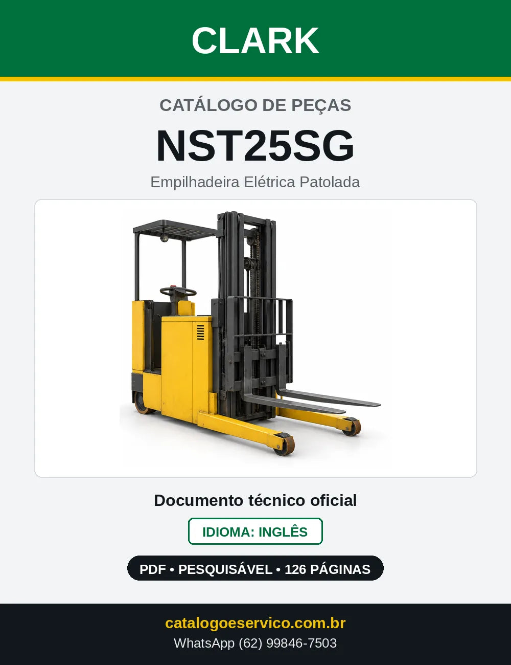 Catálogo de Peças Empilhadeira Elétrica Patolada Clark NST25SG (NST0025SG) — capa